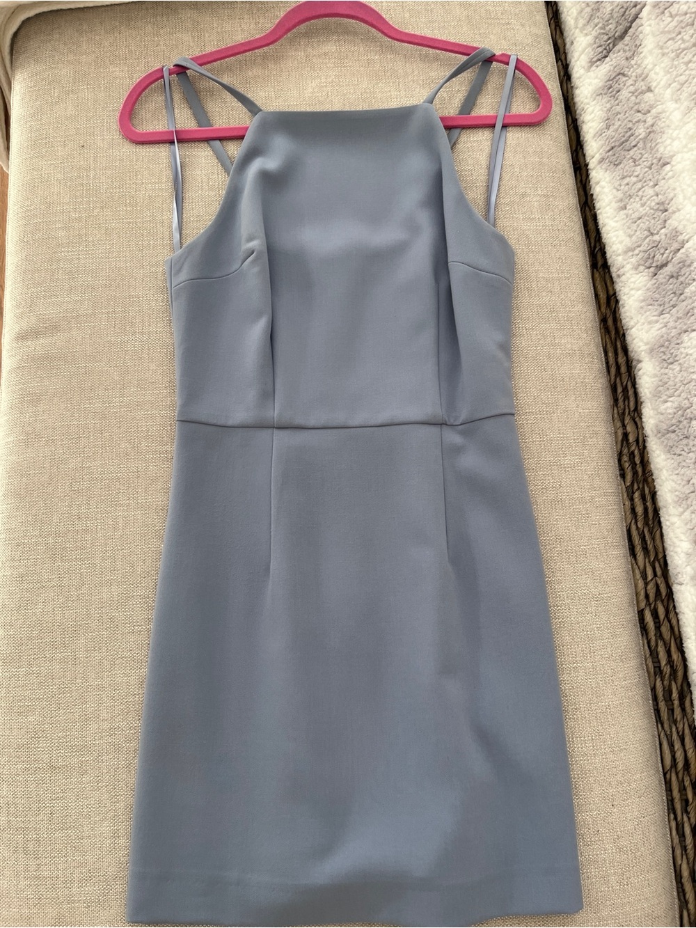French Connection Dusty Blue Double-Strap Mini Dress